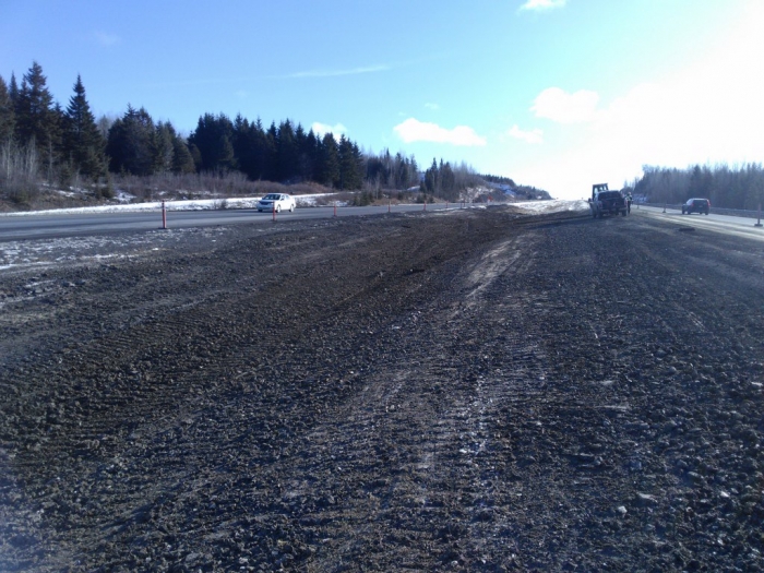 Spill clean up on Highway #2, near Ste-Anne-de-Madawaska, NB